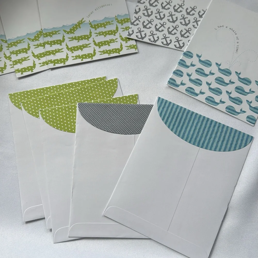 Maritime greeting cards assortment set of 5 alligator anchor whale